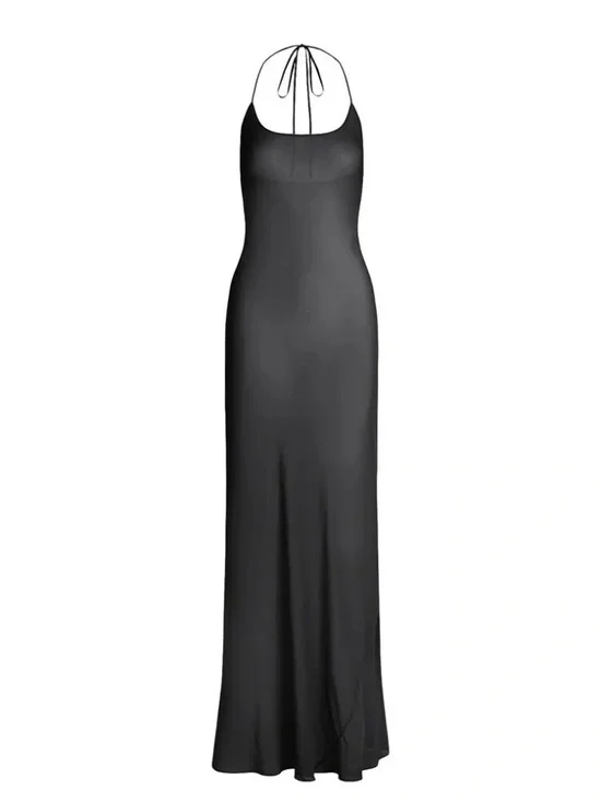 Skims sheer cover ups long slip dress onyx small nwt🖤 - Picture 2 of 5